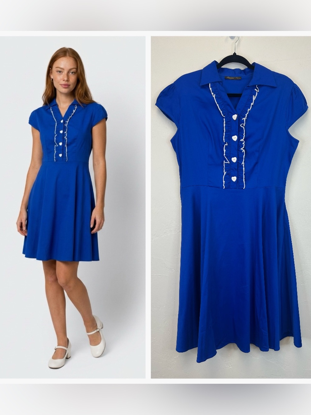 Rockabilly Retro Blue Dress Size XL NWT 50s 60s‎ Dance Hearts Quirky Pin Up Girl